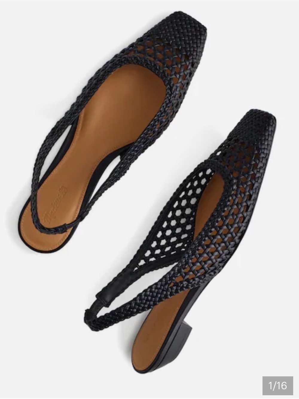 Madewell Ophelia Black Woven Leather Pointed Toe Flats Sz 7